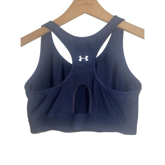 ✨Under Armour Women's Mid Keyhole Graphic Sz Large Navy Sports Bra✨ - Picture 8 of 10